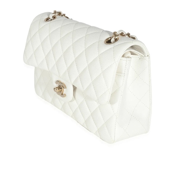Chanel White Quilted Caviar Small Classic Double Flap Bag - Picture 4 of 8